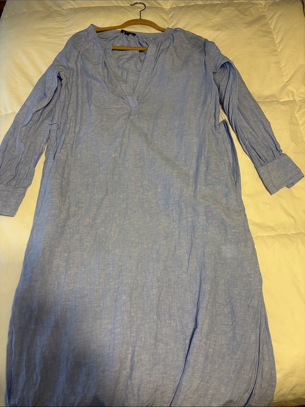 J. Crew Chambray Light Blue Linen Maxi Dress